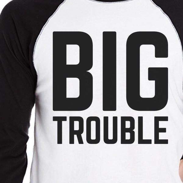 Big Trouble Little Trouble Dad and Son Matching Baseball Tee Cotton