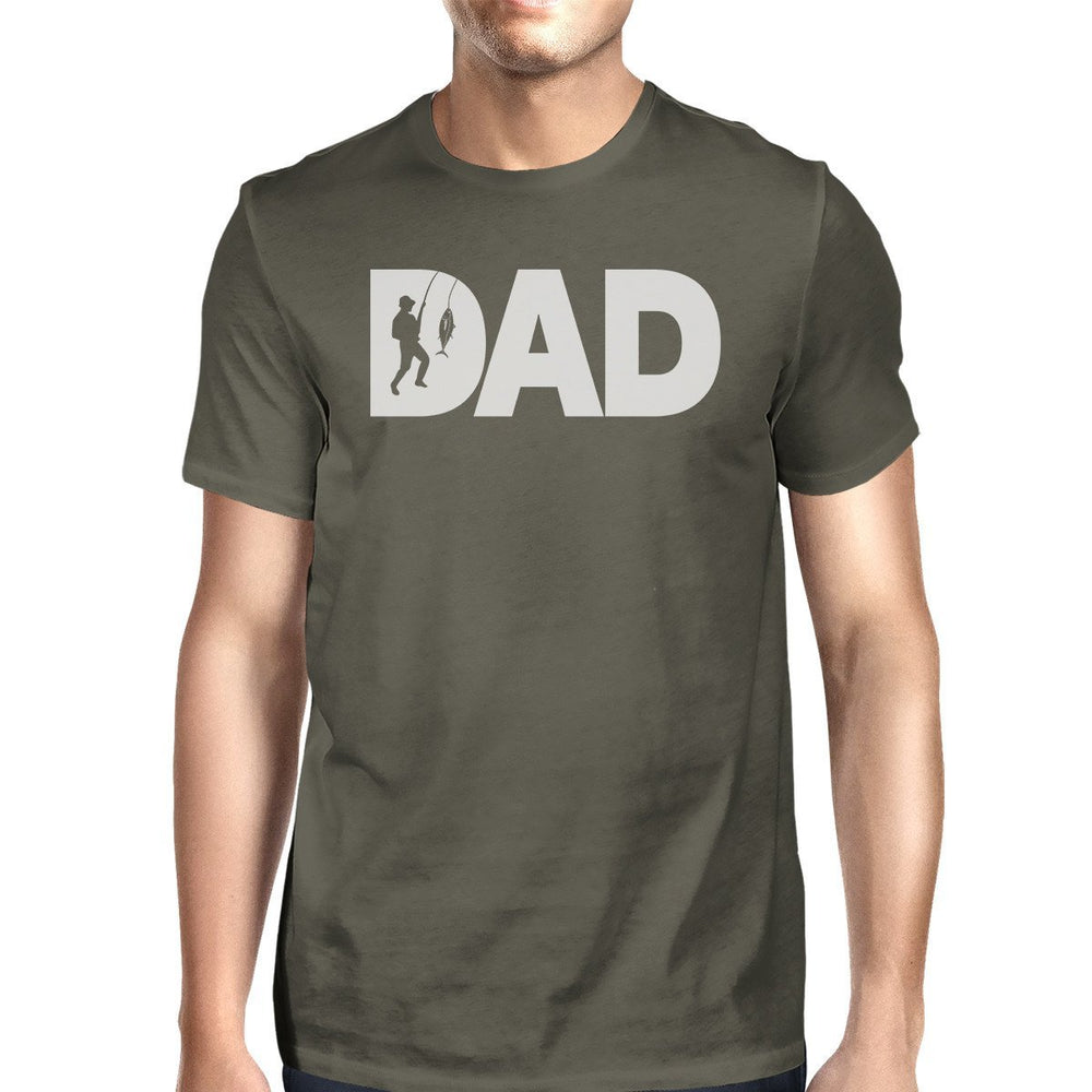 Dad Fish Mens Dark Grey Unique Design T-Shirt Gifts For Fishing Dad