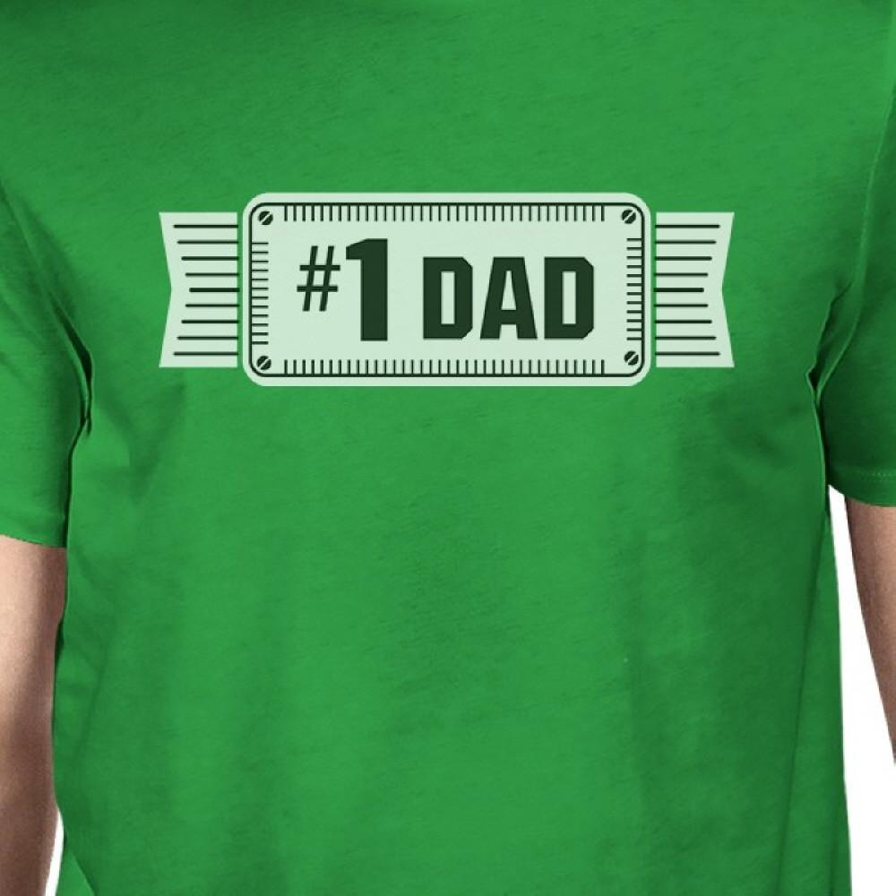 #1 Dad Mens Green Funny Fathers Day Graphic Shirt Unique Dad Gifts