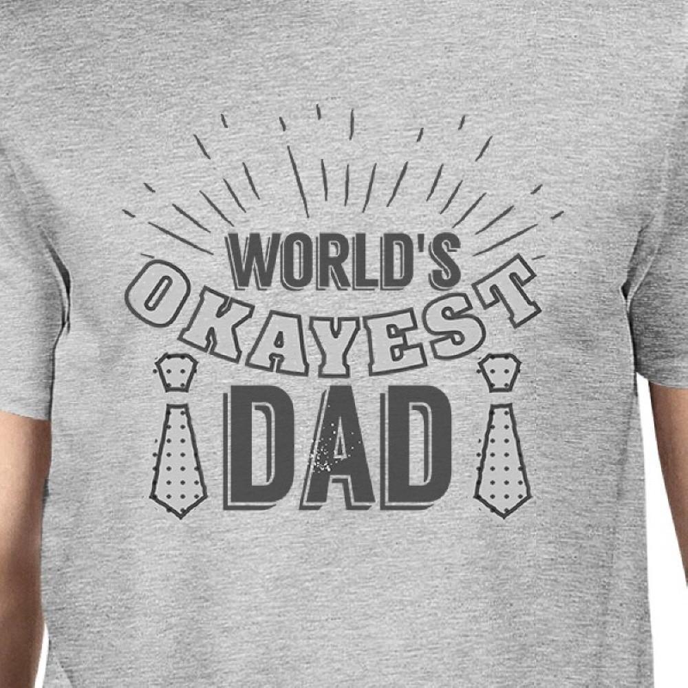 Worlds Okayest Dad Mens Grey Funny Design T-Shirt Perfect Dad Gifts