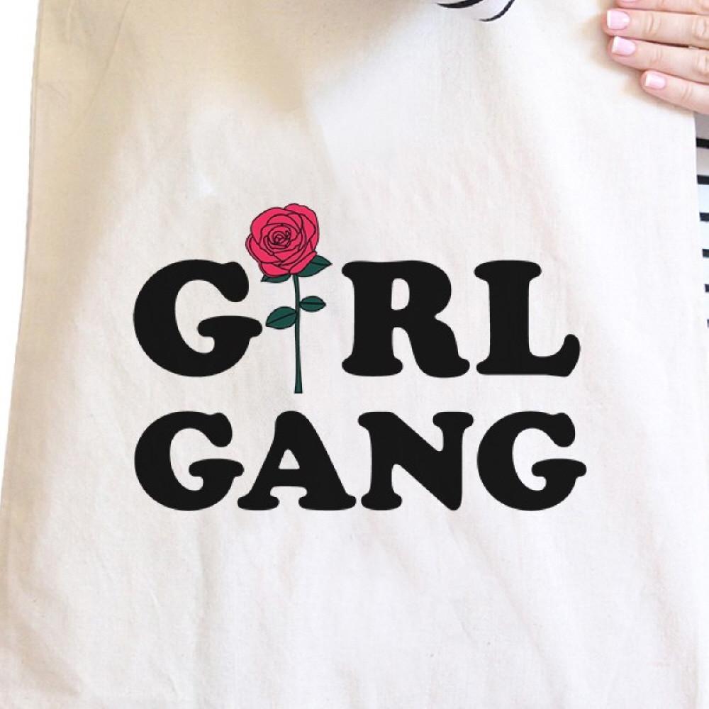 Girl Gang Rose Natural Canvas Bags Tote Bag Gift For Girlfriend