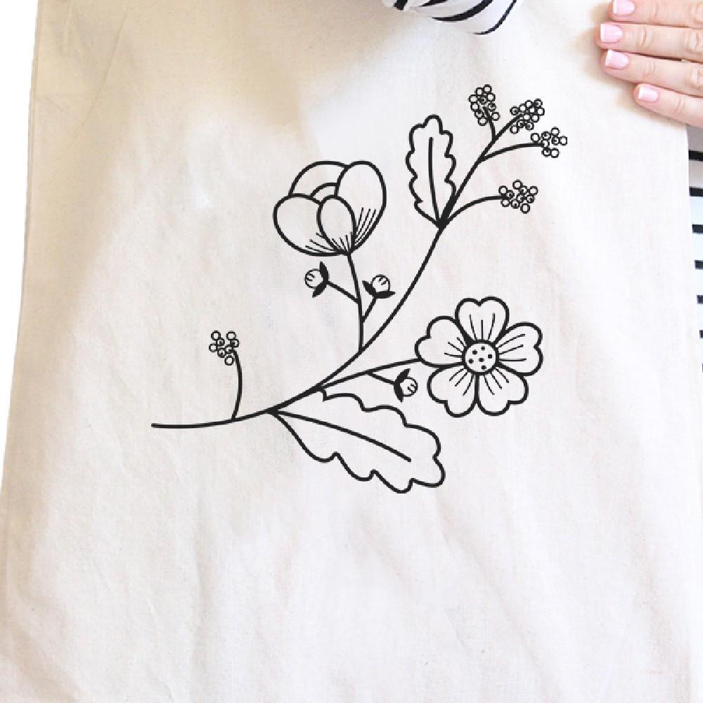 Flower Natural Canvas Tote Bag Lovely Design Gift Ideas For Friends