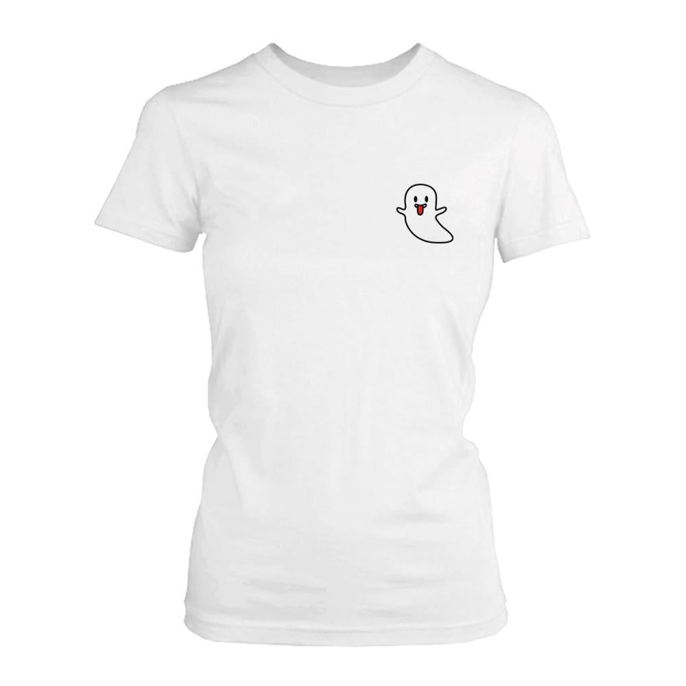 Cute Ghost Pocket Printed Women's Shirt Cute Tee For Halloween