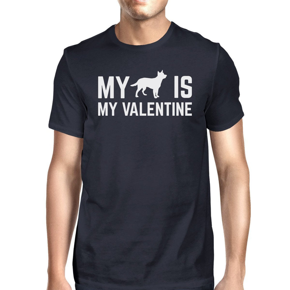 My Dog My Valentine Men's Navy T-shirt Unique Design For Dog Lovers