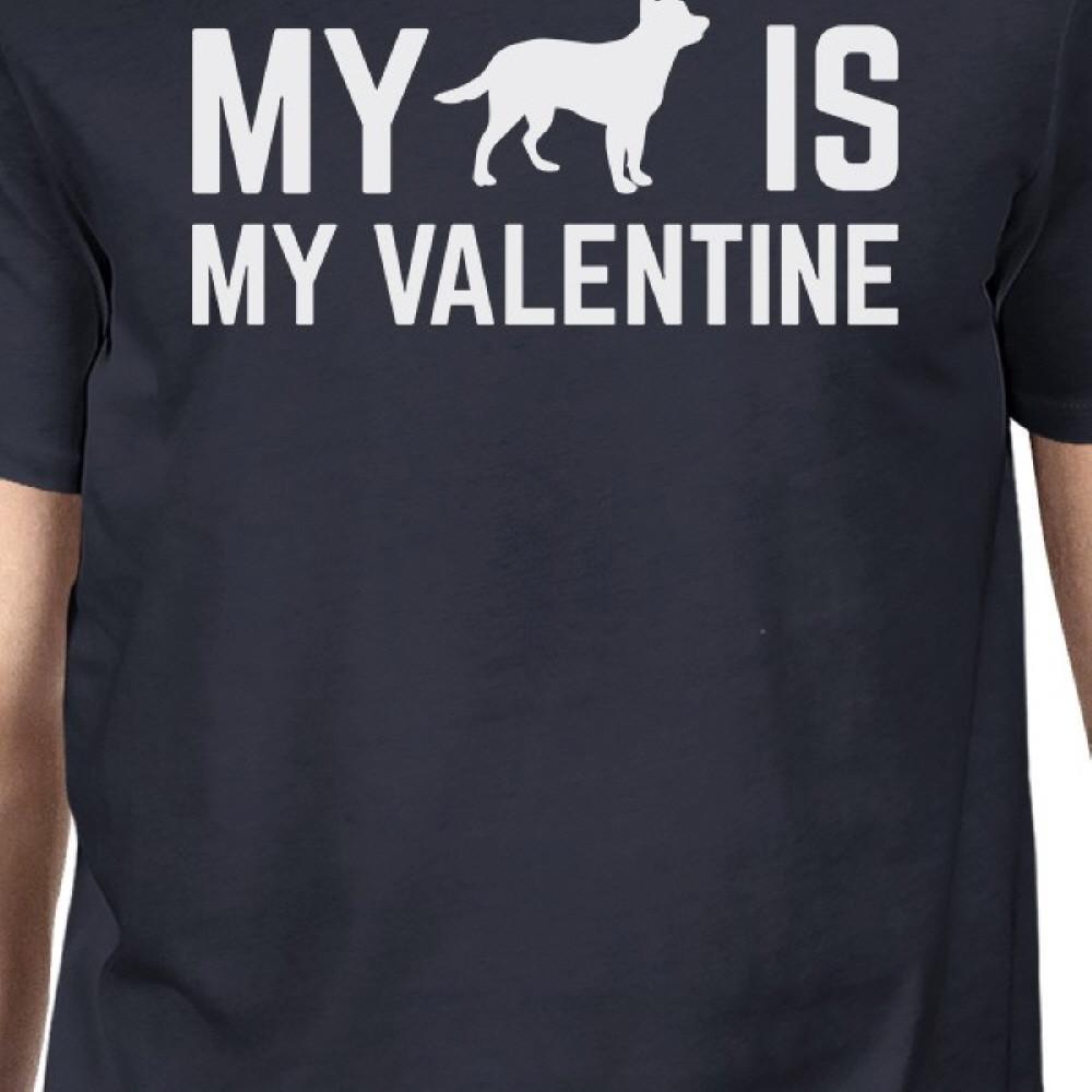 My Dog My Valentine Men's Navy T-shirt Unique Design For Dog Lovers