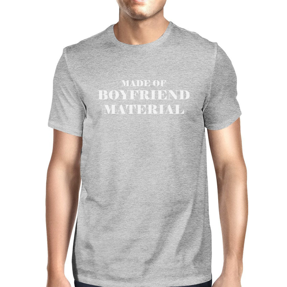 Boyfriend Material Mens Grey Unique Design Graphic T-Shirt Crewneck