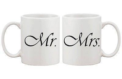 Cute Mr and Mrs Couple Mugs - His and Hers Matching Coffee Mug Cup Set