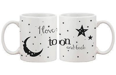 I Love You to the Moon and Back Couple Mugs - His and Hers Matching Cup