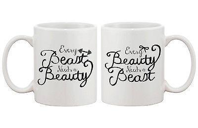 Every Beauty Needs a Beast Romantic Matching Coffee Mugs- Cute Couple Mug