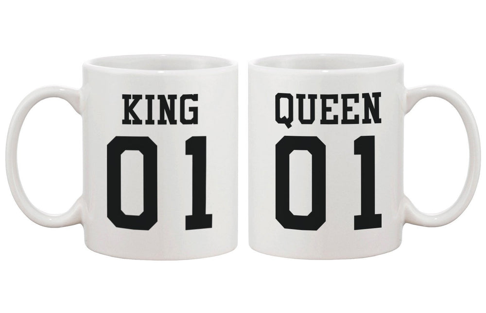 King 01 Queen 01 Couple Mug- Cute Matching Ceramic Cups Gift for Couples