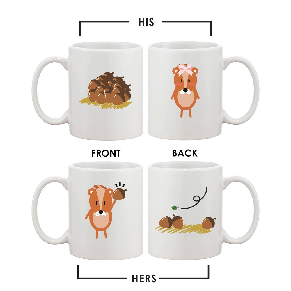 Funny Squirrel Couple Mugs Cute Graphic Design Ceramic Coffee Mug Cup 11 oz