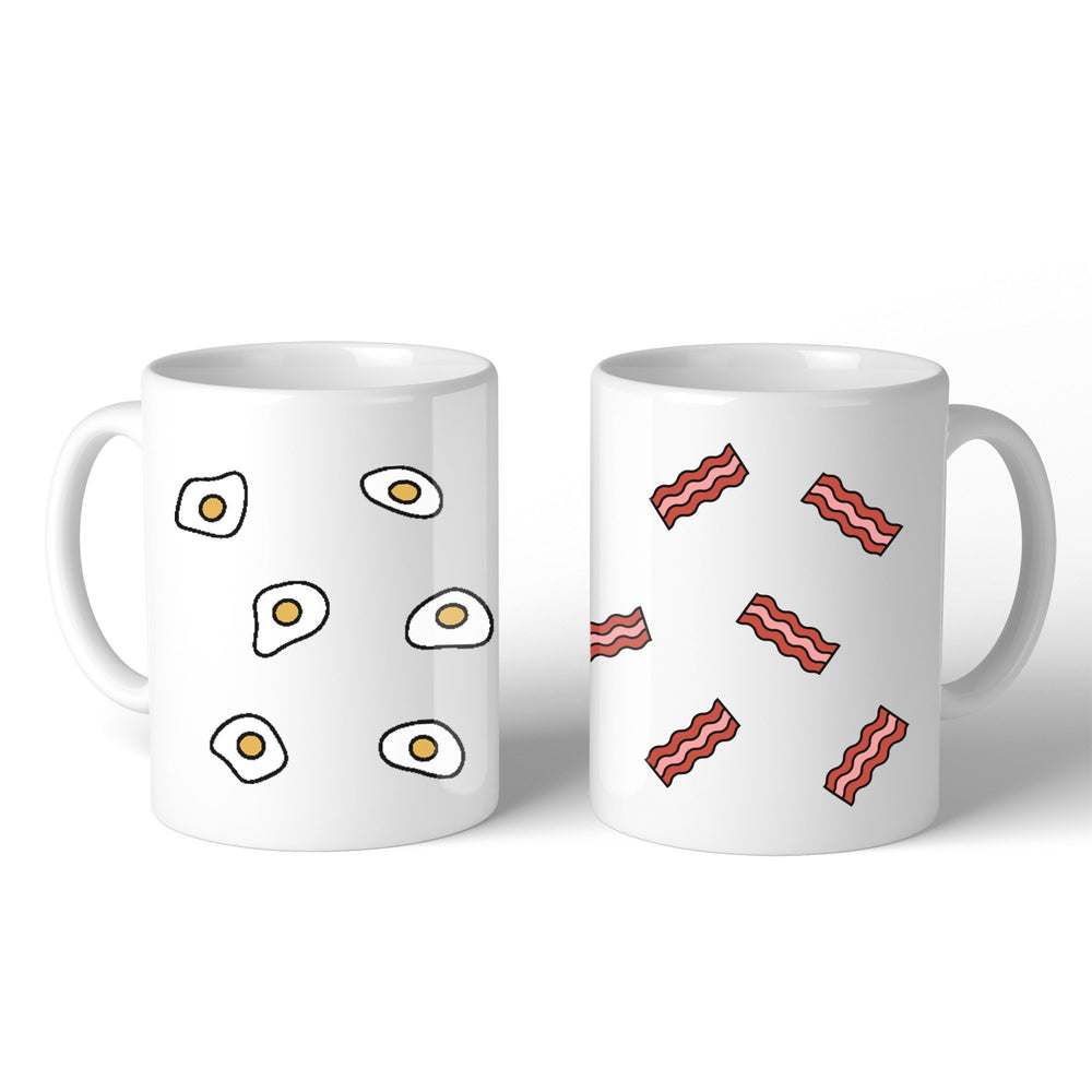 Fried Egg And Bacon Pattern Couple Mug Christmas Valentine Gifts