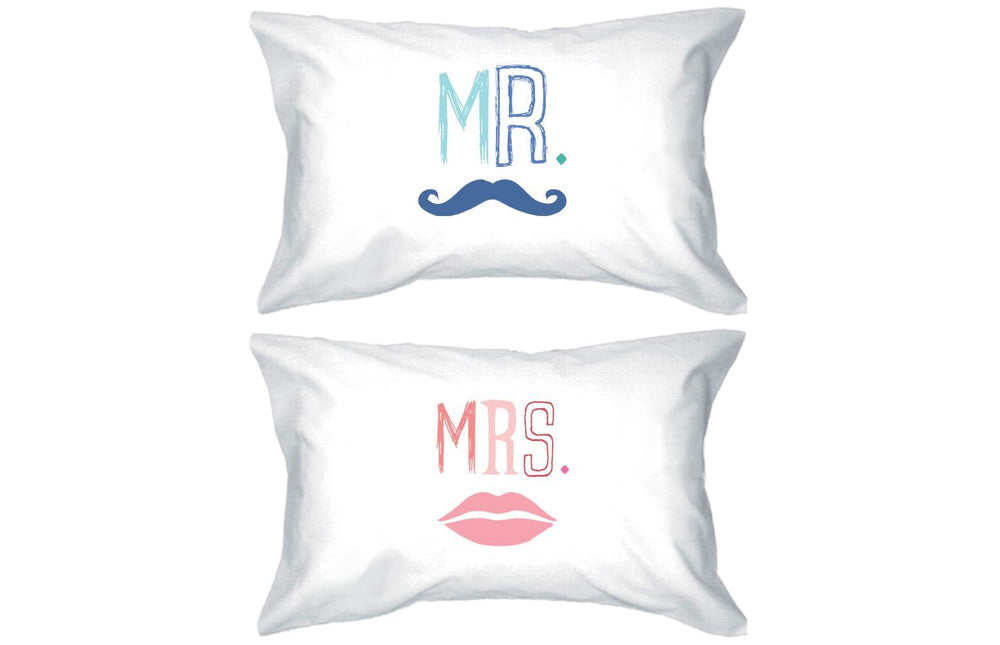 Mr and Mrs PillowCovers Standard Size 21 x 30 Matching Couple Pillowcases