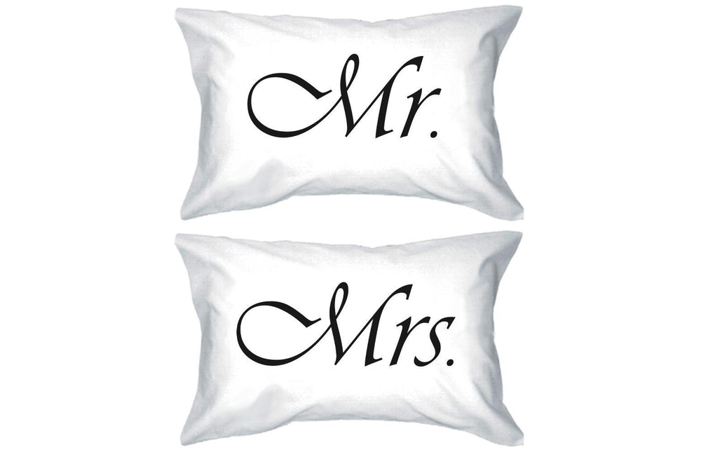 Mr and Mrs Couple Pillowcases Classy Matching Pillow Covers for Newlyweds