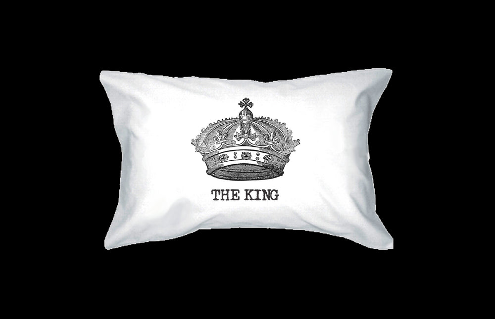 King and Queen Crown Pillow Covers Standard Size 21 x 30 Couple Pillowcases