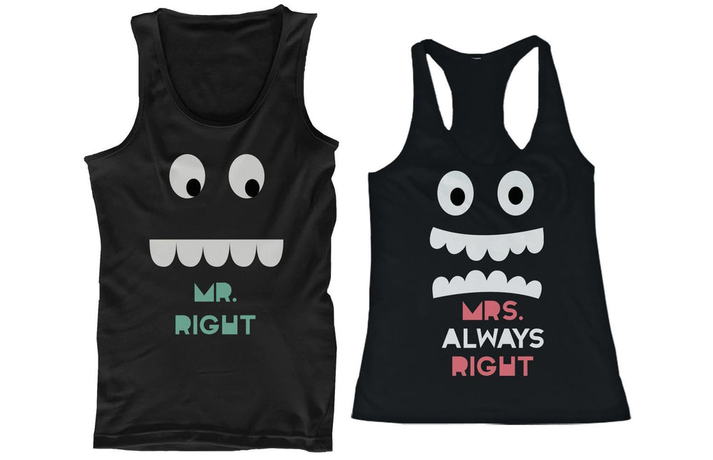 Mr. Right and Mrs. Always Right His and Her Matching Tank Tops for Couples